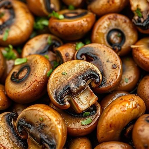 Cogumelos salteados com alho e ervas aromáticas.