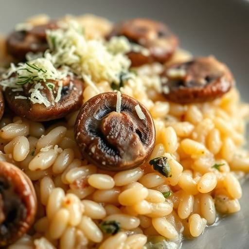 Risotto de cogumelos com parmesão ralado.